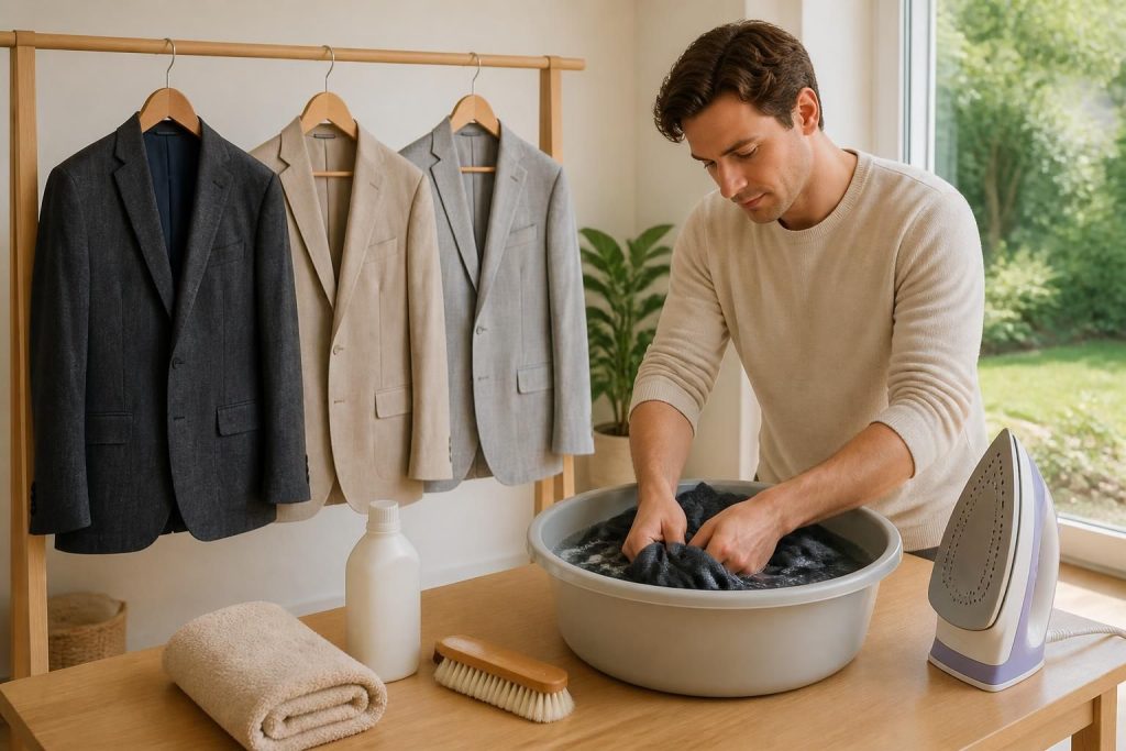 découvrez comment laver un costume en fonction de sa matière sans passer par le pressing, avec des astuces simples et efficaces pour entretenir vos vêtements à la maison.