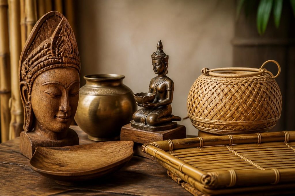 découvrez notre sélection d'objets artisanaux en bois, bronze et bambou, alliant tradition et élégance pour sublimer votre intérieur avec des matériaux naturels.